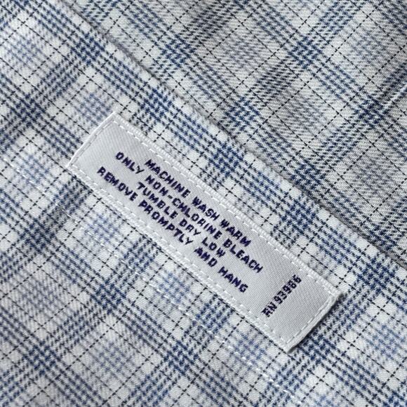 Brooks Brothers 346 Blue White Plaid Slim Fit Button Up 17-2/3 Men's Size XL - Picture 7 of 7